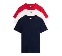 Tommy Jeans Herren 3er Pack T-Shirts Kurzarm aus Baumwolle, Mehrfarbig (Ecru/Dark Night Navy/Sphre Red), L