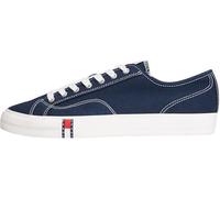 Sneaker TOMMY JEANS "ARCHIVE VULC Y2K", Herren, Gr. 40, dunkelblau, Baumwolle, unifarben, Schuhe Sneaker, Freizeitschuh, Halbschuh, Schnürschuh mit Logoflagge im Plateau (29786603-40) dunkelblau