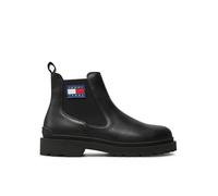 Tommy Jeans Herren Chelsea Boot Leather Boot mit Logo, Schwarz (Black), 44