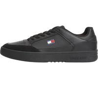 Tommy Jeans Herren Court Sneaker Basket aus Leder, Schwarz (Black), 42