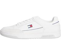 Tommy Jeans Herren Court Sneaker Basket aus Leder, Weiß (Ecru), 45