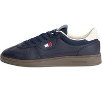 Tommy Jeans Herren Court Sneaker The Greenwich Edge Core aus Leder, Blau (Dark Blue), 46