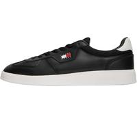Sneaker TOMMY JEANS "THE GREENWICH EDGE CORE LTH", Herren, Gr. 45, schwarz, Glattleder, Lederimitat, Textil, Schuhe Sneaker, Freizeitschuh, Halbschuh, Schnürschuh mit Lochmuster (66982614-45) schwarz