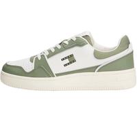 Tommy Jeans Herren Cupsole Sneaker Retro Basket Low Top, Mehrfarbig (Ecru/Aruba Green), 41