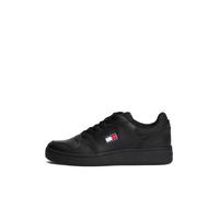 Sneaker TOMMY JEANS "TJM RETRO BASKET", Herren, Gr. 44, schwarz, Leder, Lederimitat, Schuhe Sneaker, Freizeitschuh, Halbschuh, Schnürer mit Lochmuster (54126306-44) schwarz