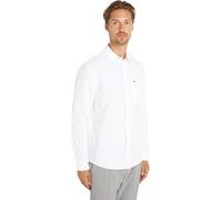 Tommy Jeans Herren Hemd Linen Blend Shirt Freizeithemd, Weiß (White), S
