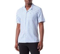 Tommy Jeans Herren Hemd Linen Shirt Kurzarm, Mehrfarbig (Persian Blue Stripe), S