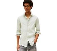 Langarmhemd TOMMY JEANS "Sabim Stretch Hemd Shirt", Herren, Gr. XXL, N-Gr, grün (misty sage), Web, Obermaterial: 97% Baumwolle, 3% Elasthan, unifarben, casual, schmal normal, Rundhals, Langarm eingese