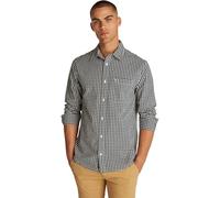 Tommy Jeans Herren Hemd Poplin Check Langarm, Schwarz (Black), S