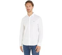 Tommy Jeans Herren Hemd Poplin Shirt Langarm, Weiß (White), XS