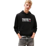 Hoodie TOMMY JEANS "TJM REG RWB DNA GRAPHIC HOODIE", Herren, Gr. L, schwarz, Sweatware, Obermaterial: 100% Baumwolle, casual, regular fit, Langarm Rippbündchen, Sweatshirts (65254638-L) schwarz
