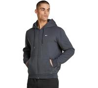 Tommy Jeans Herren Hoodie mit Reißverschluss Flag Zip Thru mit Kapuze, Grau (New Charcoal), XS