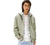 Sweatshirt TOMMY JEANS "TJM REG S FLAG ZIP FLEECE THRU", Herren, Gr. S, utility sage, Sweatware, Obermaterial: 80% Baumwolle, 20% Polyester, casual, regular fit, Langarm breiter Bund, Sweatshirts, mit