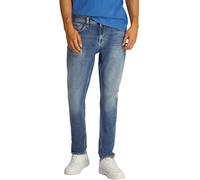 Slim-fit-Jeans TOMMY JEANS "Austin Slim Tapered", Herren, Gr. 31, Länge 32, blau (medium denim), Denim/Jeans, Obermaterial: 99% Baumwolle, 1% Elasthan, casual, regular fit lang, Jeans, Mit Gürtelschla