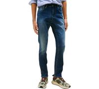 Gerade Jeans TOMMY JEANS "Scanton Slim", Herren, Gr. 32, Länge 34, blau (schwarz denim), Denim/Jeans, Obermaterial: 98% Baumwolle, 2% Elasthan, slim fit lang, Jeans, Mit Markenlabel aus Leder hinten (