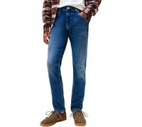 Gerade Jeans TOMMY JEANS "Scanton Slim", Herren, Gr. 34, Länge 30, blau (denim schwarz), Denim/Jeans, Obermaterial: 98% Baumwolle, 2% Elasthan, casual, slim fit lang, Jeans, Mit Markenlabel aus Leder 