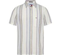 Tommy Jeans Herren Kurzarmhemd Mit Regulärem Slub-Streifen, Ancient White/Multi, S