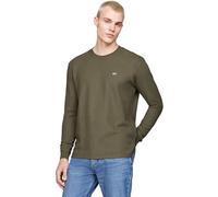 Tommy Jeans Herren Langarmshirt Regular Fit Waffle Rundhalsausschnitt, Grün (Fatigue Green), XL