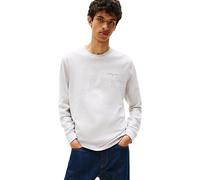 Langarmshirt TOMMY JEANS "TJM SLIM CHEST LINEAR LS TEE EXT", Herren, Gr. XXL, grau (lt grau htr), Single Jersey, Obermaterial: 100% Baumwolle, casual, regular fit normal, Rundhals, Langarm eingesetzt