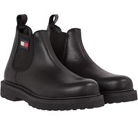 Tommy Jeans Herren Mid Boot Stiefel aus Leder, Schwarz (Black), 45