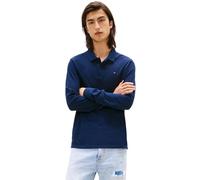 Tommy Jeans Herren Poloshirt Langarm Slim Placket aus Baumwolle, Blau (Dark Night Navy), 3XL