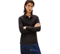 Poloshirt TOMMY JEANS "TJM SLIM PLACKET POLO LS EXT", Herren, Gr. L, schwarz, Jersey, Obermaterial: 100% Baumwolle, unifarben, slim fit hüftlang, Rippbündchen, Shirts, mit Logostickerei (69353641-L) s
