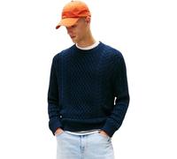Tommy Jeans Herren Pullover Cable Knit Sweater mit Zopfmuster, Blau (Dark Night Navy Tonal), 3XL