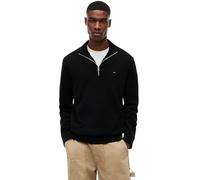 Strickpullover TOMMY JEANS "TJM SLM ESS LIGHT ¼ ZIP SWTR EXT", Herren, Gr. XL, schwarz, Strick, Obermaterial: 100% Baumwolle, regular fit normal, Rundhals, eingesetzt Rippstrickbündchen, Pullover Stri