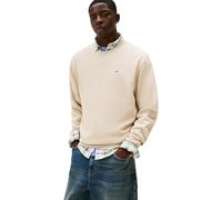 Tommy Jeans Herren Sweatshirt Regular Fit Flag Fleece Rundhalsausschnitt, Beige (Gulf Sand), XL