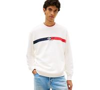 Tommy Jeans Herren Sweatshirt Sign Stripe Regular Fit, Weiß (Ecru), L