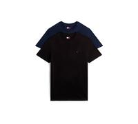 Rundhalsshirt TOMMY JEANS "TJM XSLIM 2PACK JERSEY TEE EXT", Herren, Gr. M, schwarz (schwarz, schwarz night navy), Single Jersey, Obermaterial: 100% Baumwolle, slim fit normal, Rundhals, eingesetzt abg