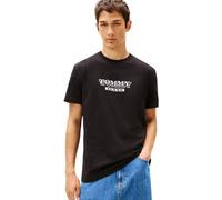 Tommy Jeans Herren T-Shirt Kurzarm Bills Font mit Rundhalsausschnitt, Schwarz (Black), L