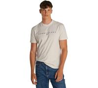 Tommy Jeans Regular Fit T-Shirt aus reiner Baumwolle mit Label Stitching in Offwhite Melange, Größe M
