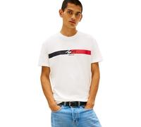 Tommy Jeans Herren T-Shirt Kurzarm Signature Stripe aus Baumwolle, Weiß (Ecru), M