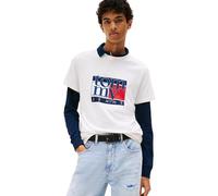 Tommy Jeans Herren T-Shirt Kurzarm Slim Flag Tee mit Rundhalsausschnitt, Elfenbein (Ancient White), XXL