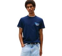Tommy Jeans Herren T-Shirt Kurzarm Slim Font Play mit Rundhalsausschnitt, Blau (Dark Night Navy), XXL