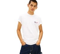 Tommy Jeans Herren T-Shirt Kurzarm Slim Sign Chest mit Logo, Weiß (Ecru), XL
