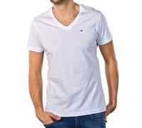 Tommy Jeans Herren T-Shirt Kurzarm TJM Original V-Ausschnitt, Weiß (Classic White), XL
