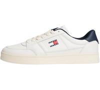 Tommy Jeans Herren The Greenwich New Leather Cupsole Sneaker, White Ecru Dark Night Navy, 43 EU