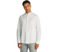 Tommy Jeans Herren Hemd Linen Mix ohne Kragen, Weiß (Ecru Stripes), XL