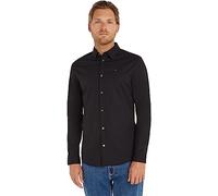 Tommy Jeans Herren Tjm Original Stretch Shirt Dm0dm04405 Langarmhemden Gewebte Oberteile, Schwarz (Tommy Black), S EU