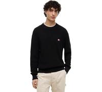 Strickpullover TOMMY JEANS "TJM REGULAR BADGE SWEATER", Herren, Gr. XXL, schwarz, Strick, Obermaterial: 100% Baumwolle, regular fit normal, Rundhals, Rippbündchen, Pullover Strickpullover (25399114-XX