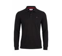 Langarm-Poloshirt TOMMY JEANS "REGULAR POLO", Herren, Gr. M, schwarz, Jersey, Obermaterial: 100% Baumwolle, unifarben, regular fit normal, Rundhals, eingesetzt Rippstrickbündchen, Shirts, Regular fit