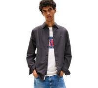 Langarmhemd TOMMY JEANS "TJM REG OXFORD SHIRT EXT", Herren, Gr. S, N-Gr, schwarz, Web, Obermaterial: 100% Baumwolle, casual, regular fit normal, Rundhals, Langarm eingesetzt 1-Knopf-Manschette mit Sch