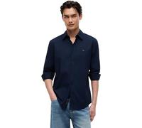 Langarmhemd TOMMY JEANS "TJM POPLIN", Herren, Gr. L, N-Gr, blau (schwarz night navy), Web, Obermaterial: 100% Baumwolle, regular fit, 1-Knopf-Manschette, Hemden, Regular fit, Kentkragen (42758528-L) s