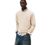 Tommy Jeans Herren TJM REG S Flag Crew EXT DM0DM20741 Pullover Sweatshirt, Beige (Gulf Sand), L, Beige (Gulf Sand), L