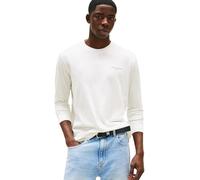 Langarmshirt TOMMY JEANS "TJM SLIM CHEST LINEAR LS TEE EXT", Herren, Gr. L, beige (ecru), Single Jersey, Obermaterial: 100% Baumwolle, unifarben, casual, regular fit normal, Rundhals, Langarm eingeset