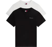 Tommy Jeans Herren TJM Slim Linear Ss Tee 2Pck EXT Dm0Dm22316 S/S T-Shirt, Multi (Ecru/Black), XXL