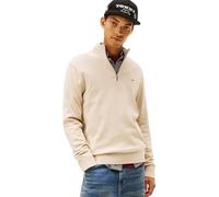 Strickpullover TOMMY JEANS "TJM SLM ESS LIGHT ¼ ZIP SWTR EXT", Herren, Gr. L, gulf sand, Strick, Obermaterial: 100% Baumwolle, regular fit normal, Rundhals, eingesetzt Rippstrickbündchen, Pullover Str