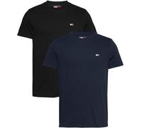 Tommy Jeans Slim Fit T-Shirt mit Logo-Badge im 2er-Pack in Black, Größe XS